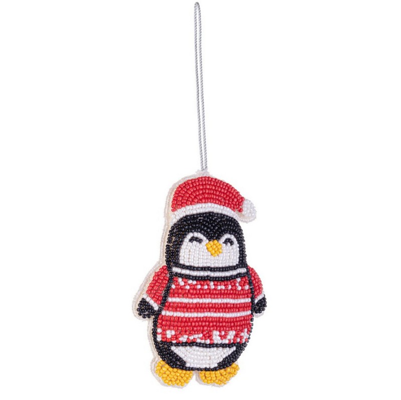 Pinguino di Natale da appendere in cotone con perline